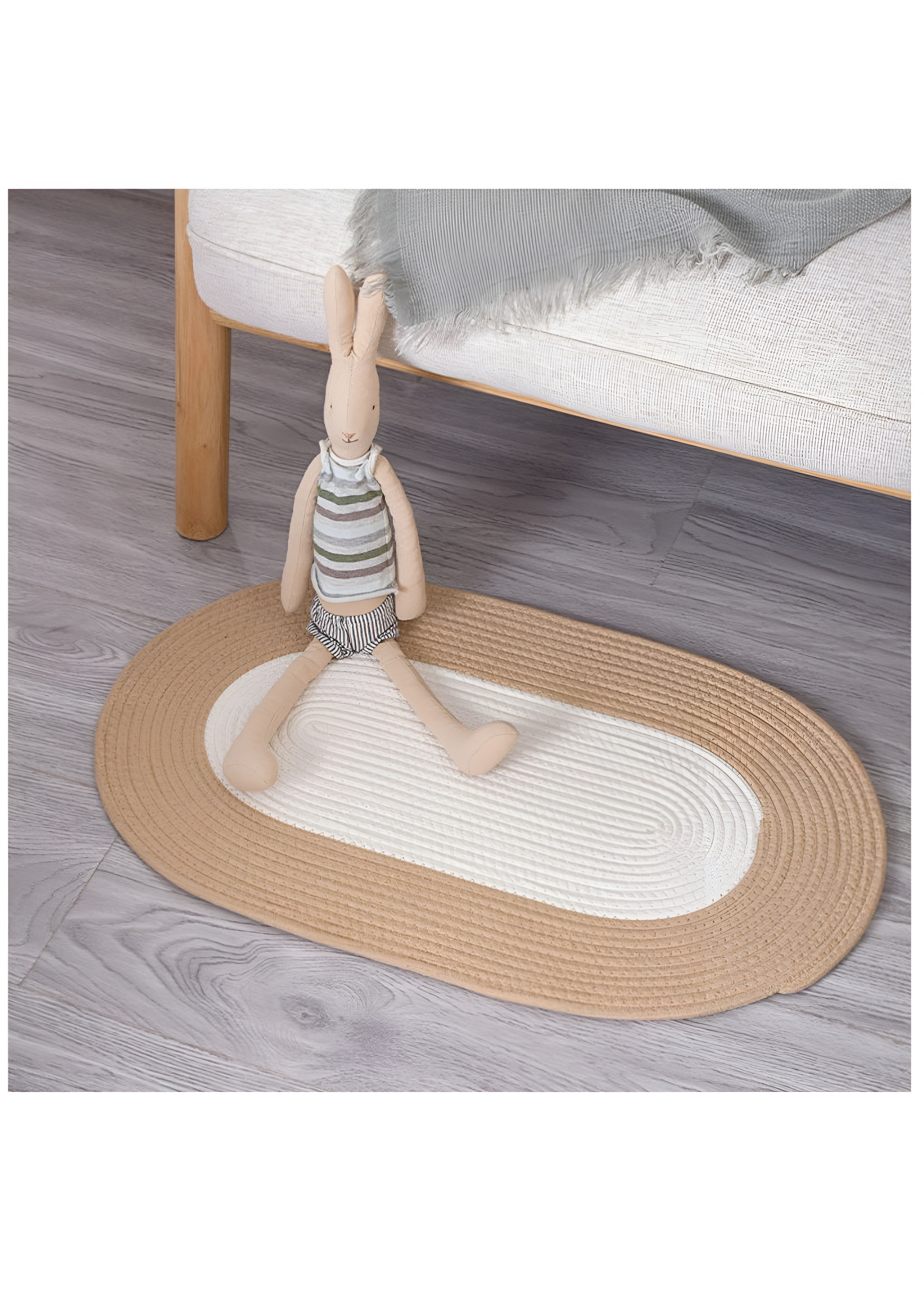 Boho Woven Oval Rug - Braided Minimalist