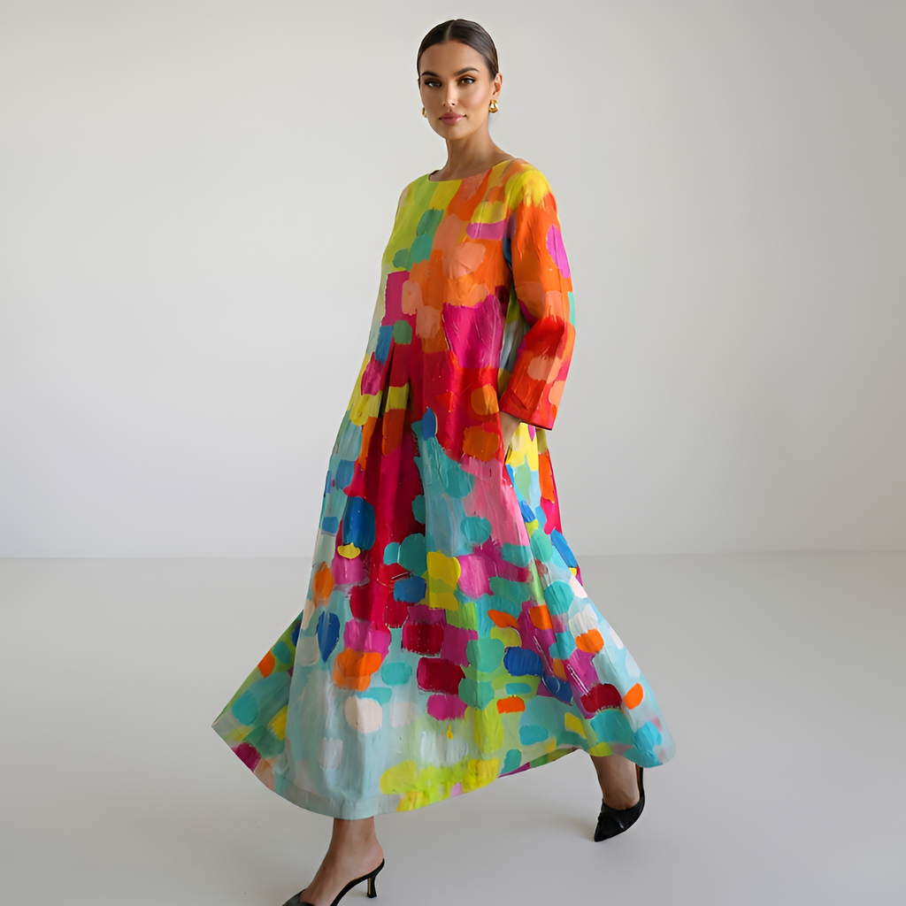 Women's Floral Crew Neck Maxi Dress - Coastal Dinners