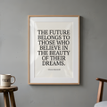 Natural Wood Frame Quote Print - THE FUTURE BELONGS TO THOSE WHO BELIEVE
