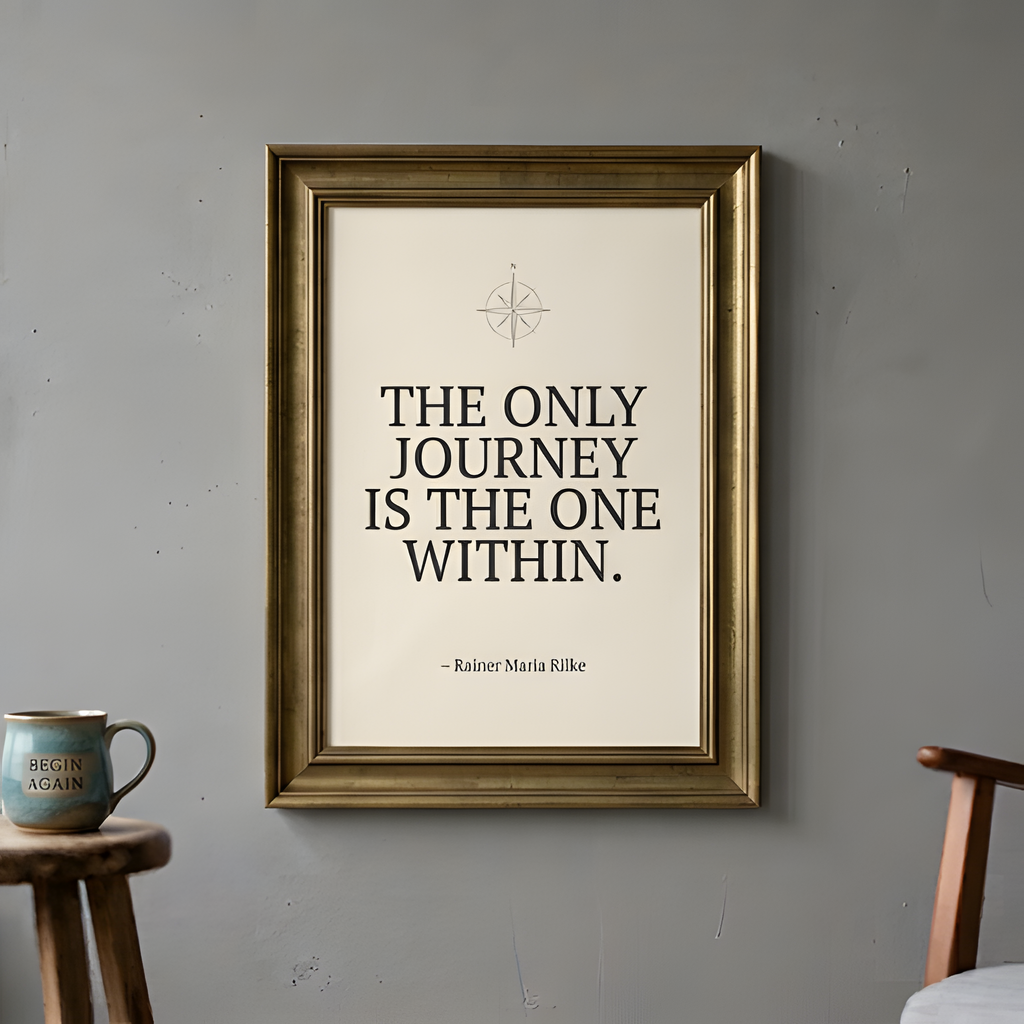 Gold Frame Quote Print - THE JOURNEY WITHIN