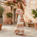 Women's Off-The-Shoulder Floral Maxi Dress - Casual Vacation Wear