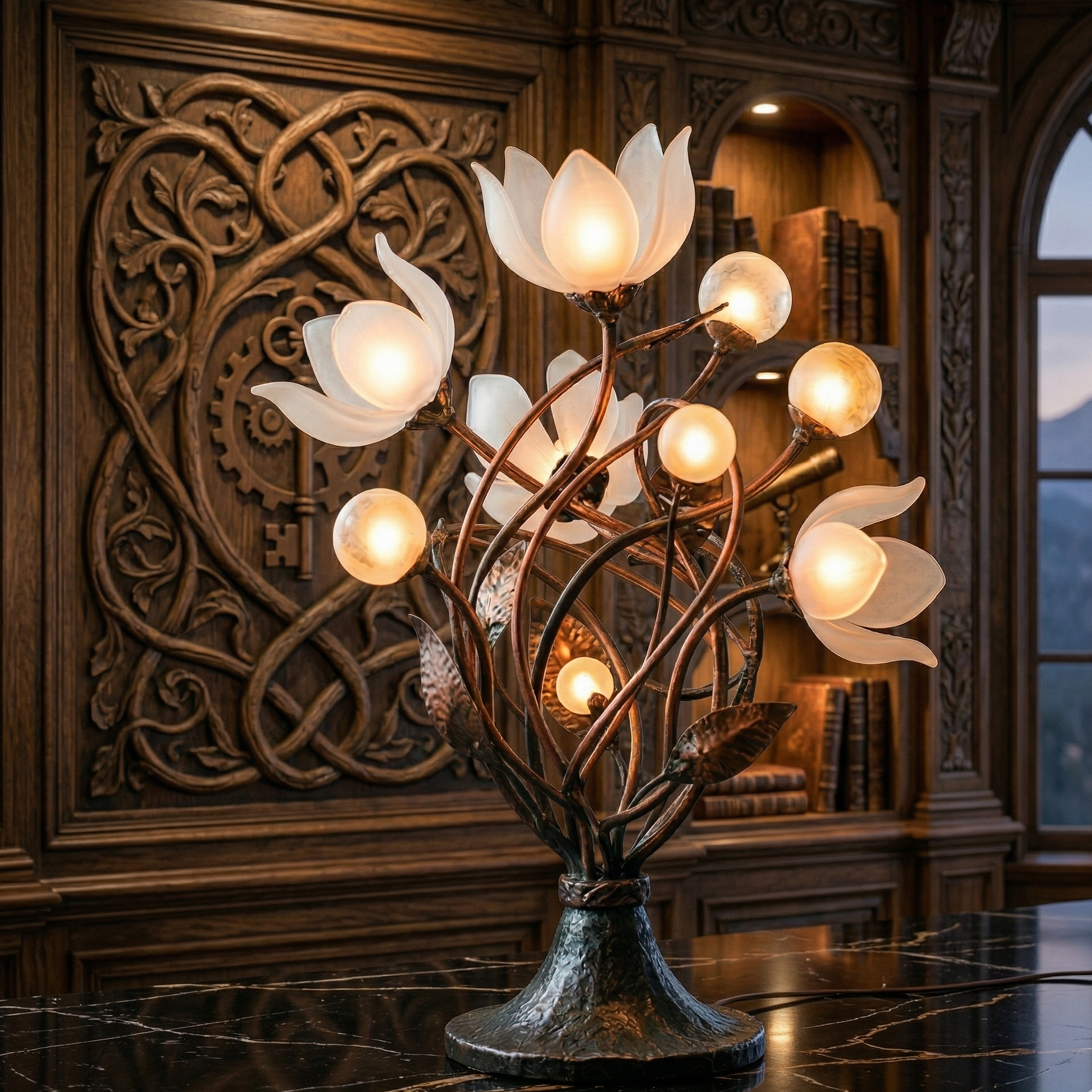 Floral Bronze Table Lamp