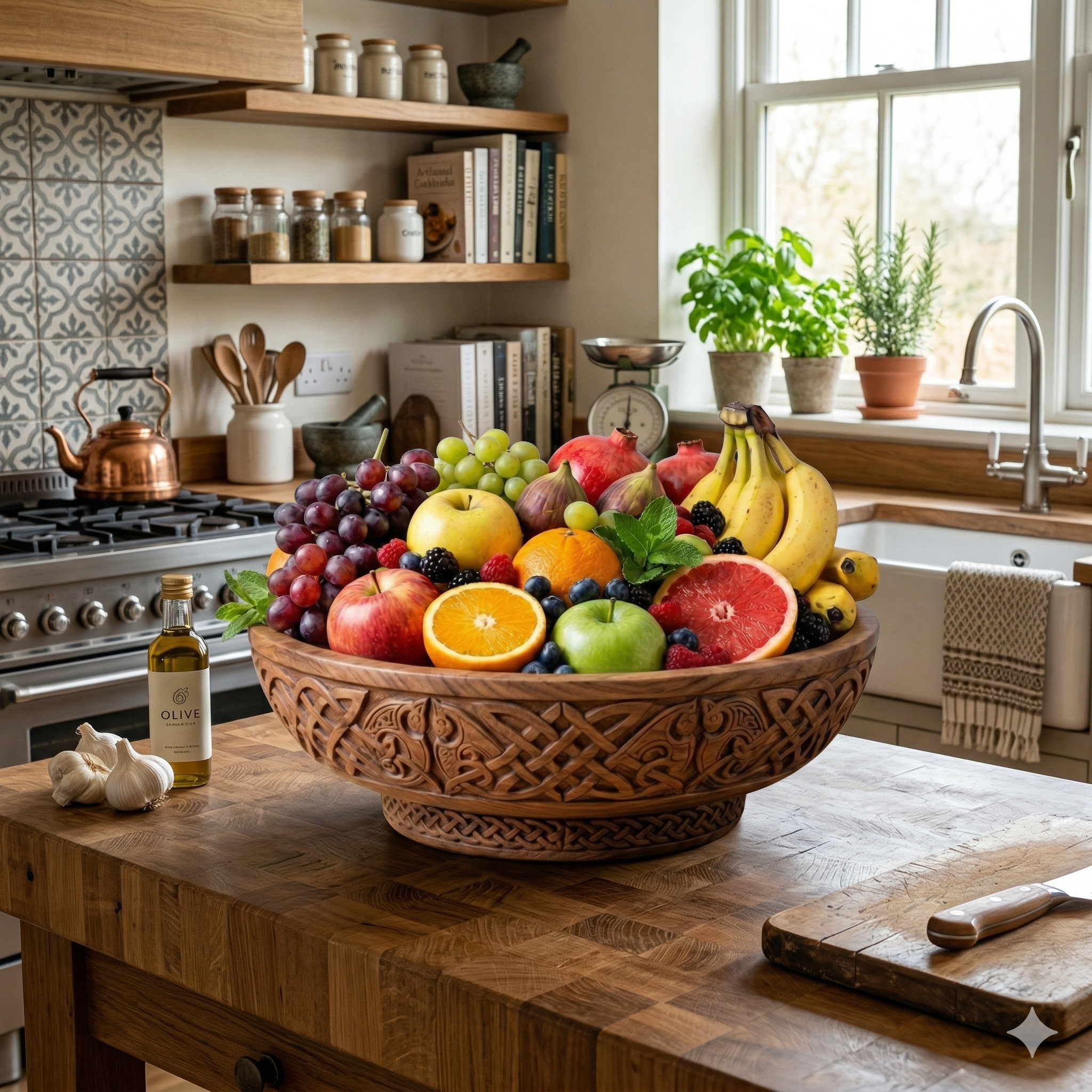 Celtic-Inspired Decorative Fruit Bowl