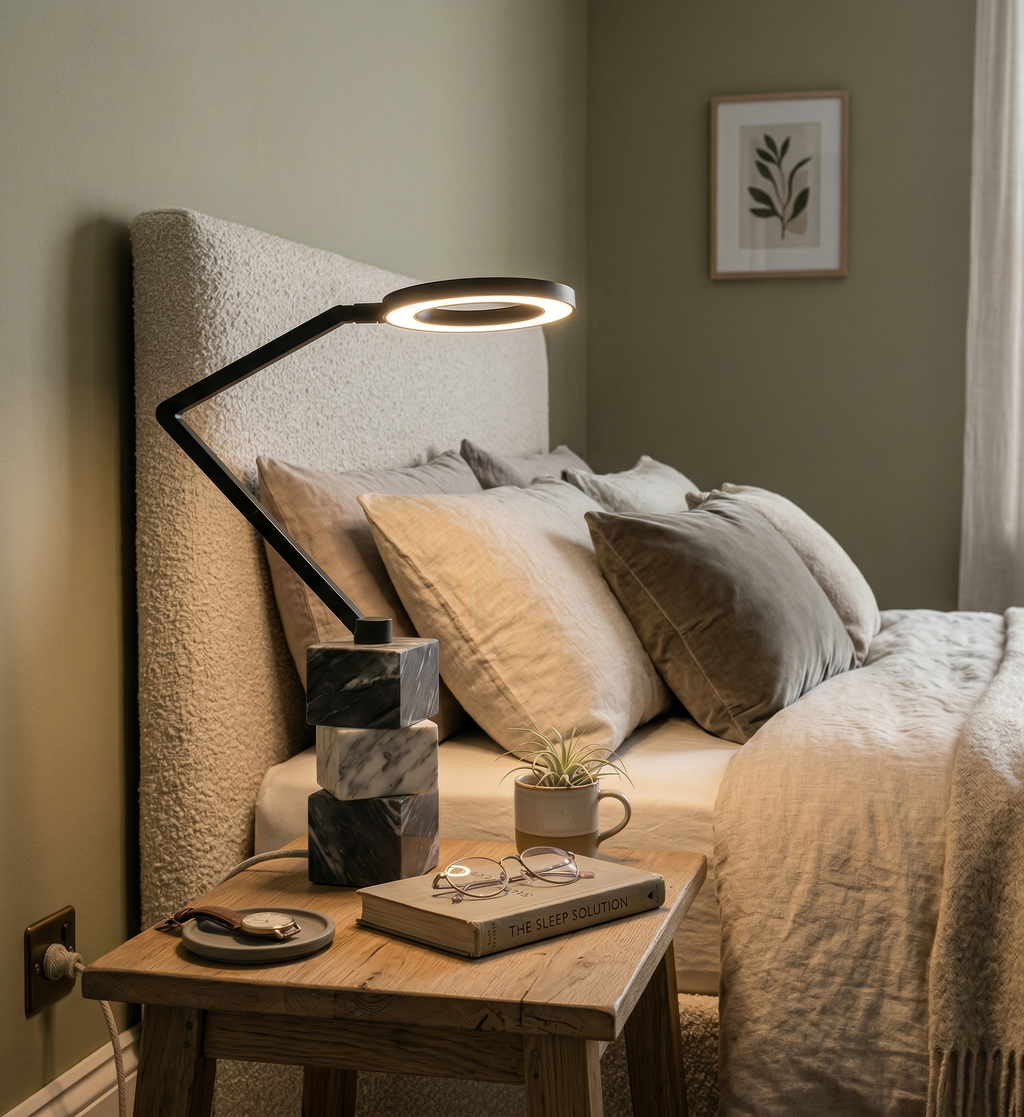 Modern Marble and Black LED Desk Lamp