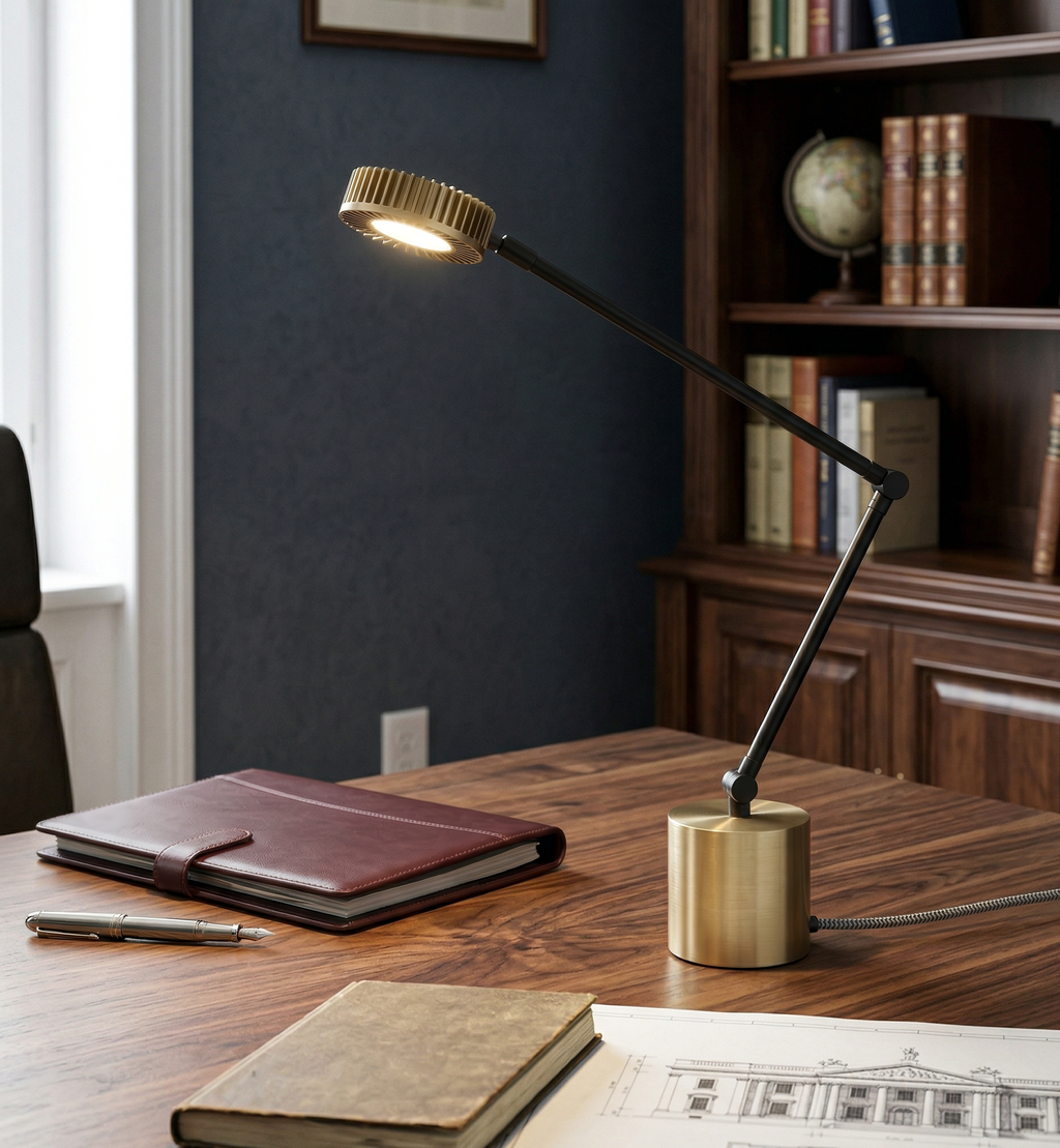 Modern Brass and Black Desk Lamp